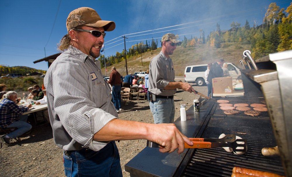 PW crew cooking burgers