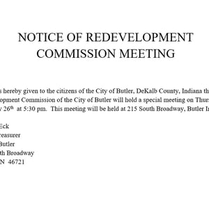 Notice of Redevelopment Commission Meeting