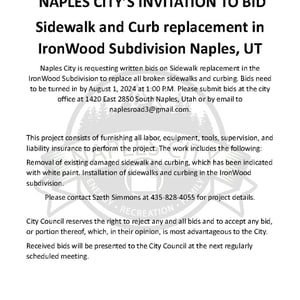 Invitation to Bid- Sidewalk & Curb IronWood