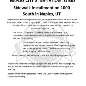 Invitation to Bid- Sidewalk 1100 South