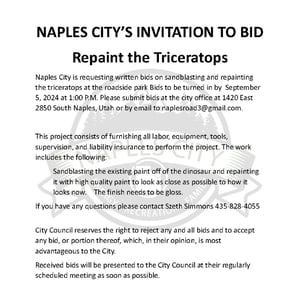 Invitation to Bid- Repaint the Triceratops