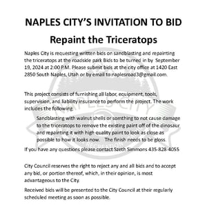 Invitation to Bid- Repaint the Triceratops
