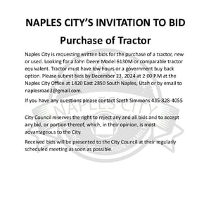 Invitation to Bid- Purchase of Tractor