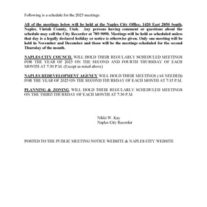 2025 Meeting Schedule