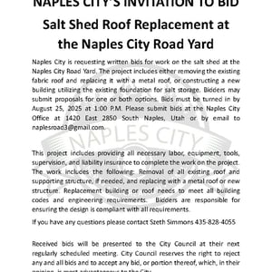 Invitation to Bid- Salt Shed Roof Replacement