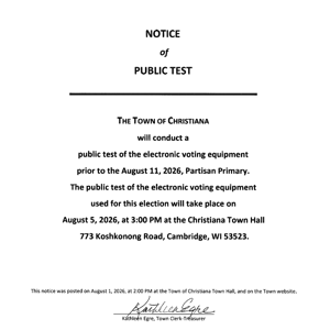 Notice of Public Test