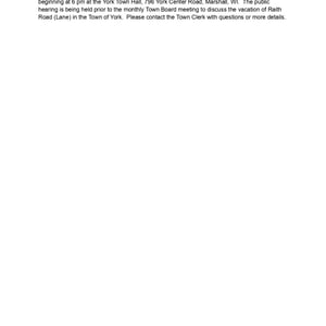 Town of York Notice of Public Hearing