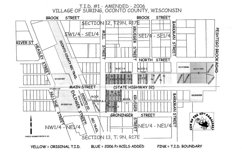 Map of Tax Increment District (TID) #1 for the Village of Suring