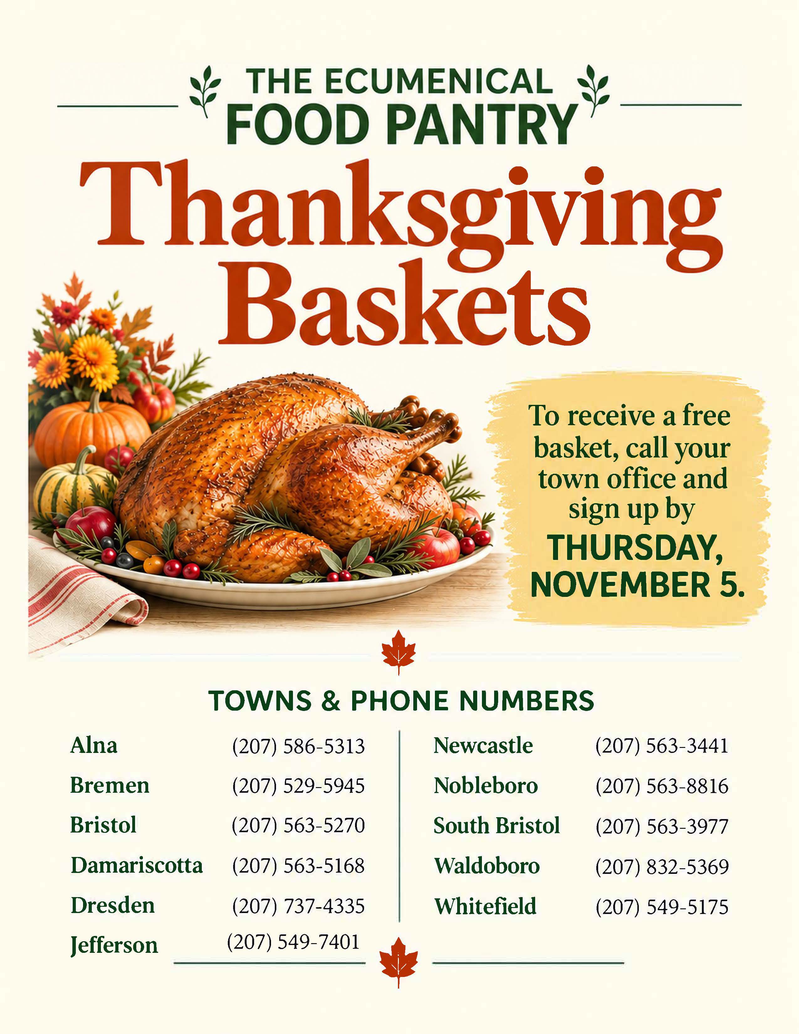 Thanksgiving baskets for those in need!