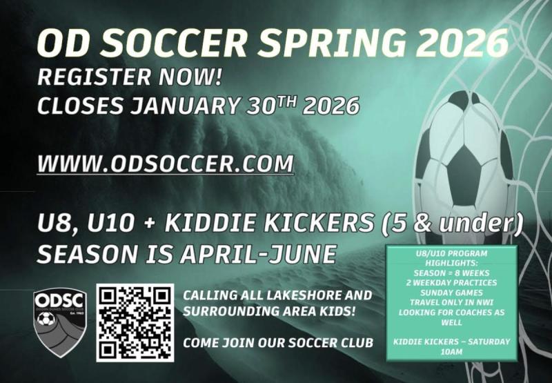 Registration for the Odge Dunes Soccer Club (ODSC) Spring 2026 season closed on January 30th, 2026