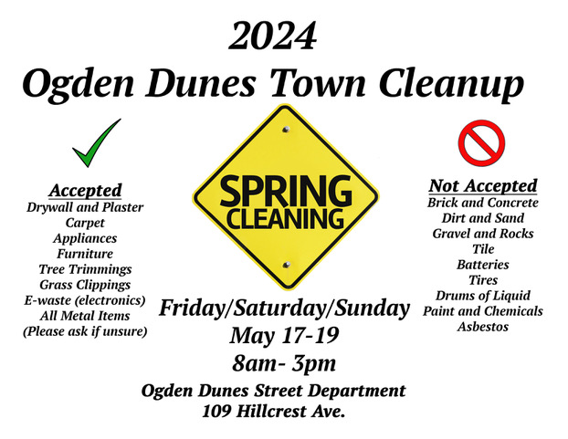  flyer shows an outdated schedule for the Ogden Dunes Town Cleanup