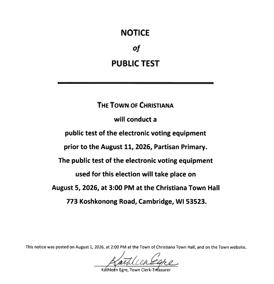 Notice of Public Test