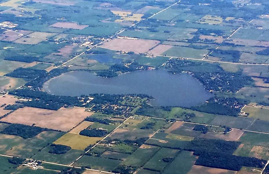 Aerial view shows Eagle Lake