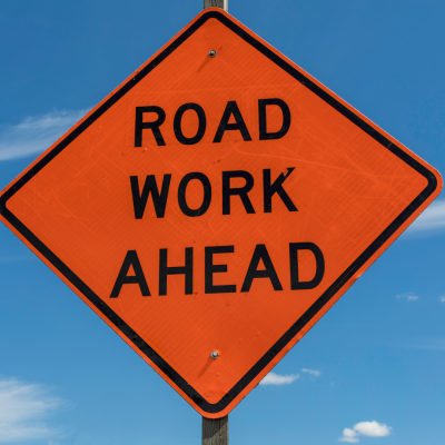 Road Works Ahead Sign