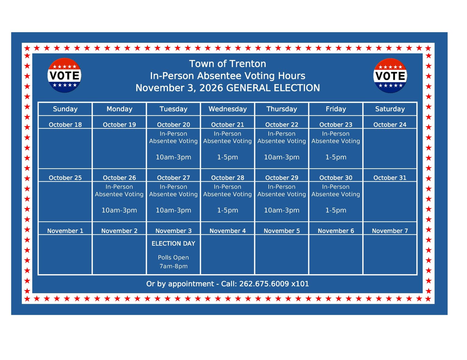 In-Person Absentee Voting Hours